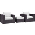 Convene 3 Piece Outdoor Patio Sofa Set - Espresso White