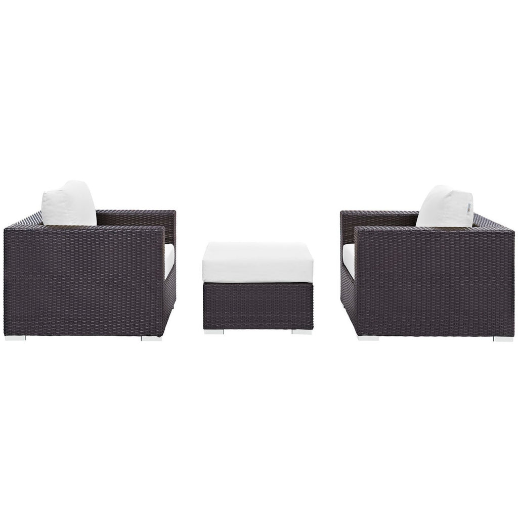 Convene 3 Piece Outdoor Patio Sofa Set - Espresso White