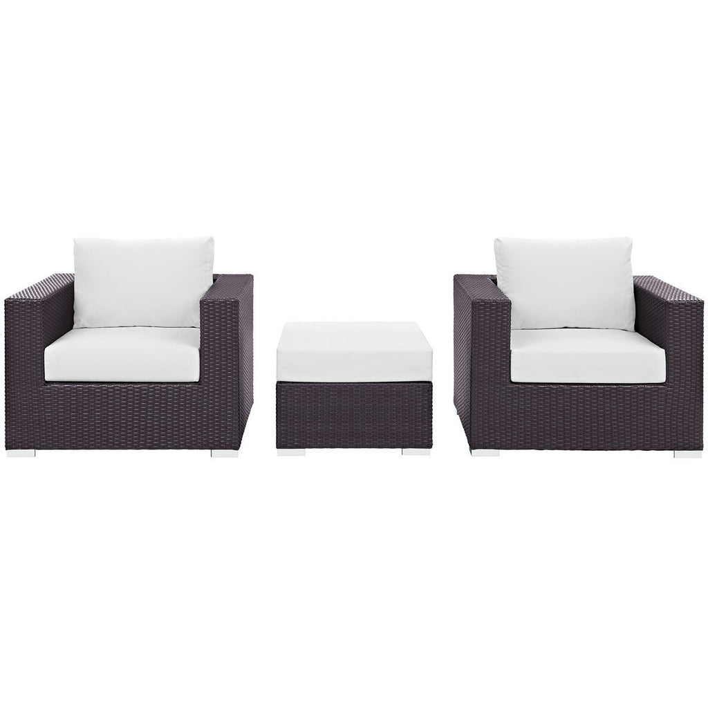 Convene 3 Piece Outdoor Patio Sofa Set - Espresso White