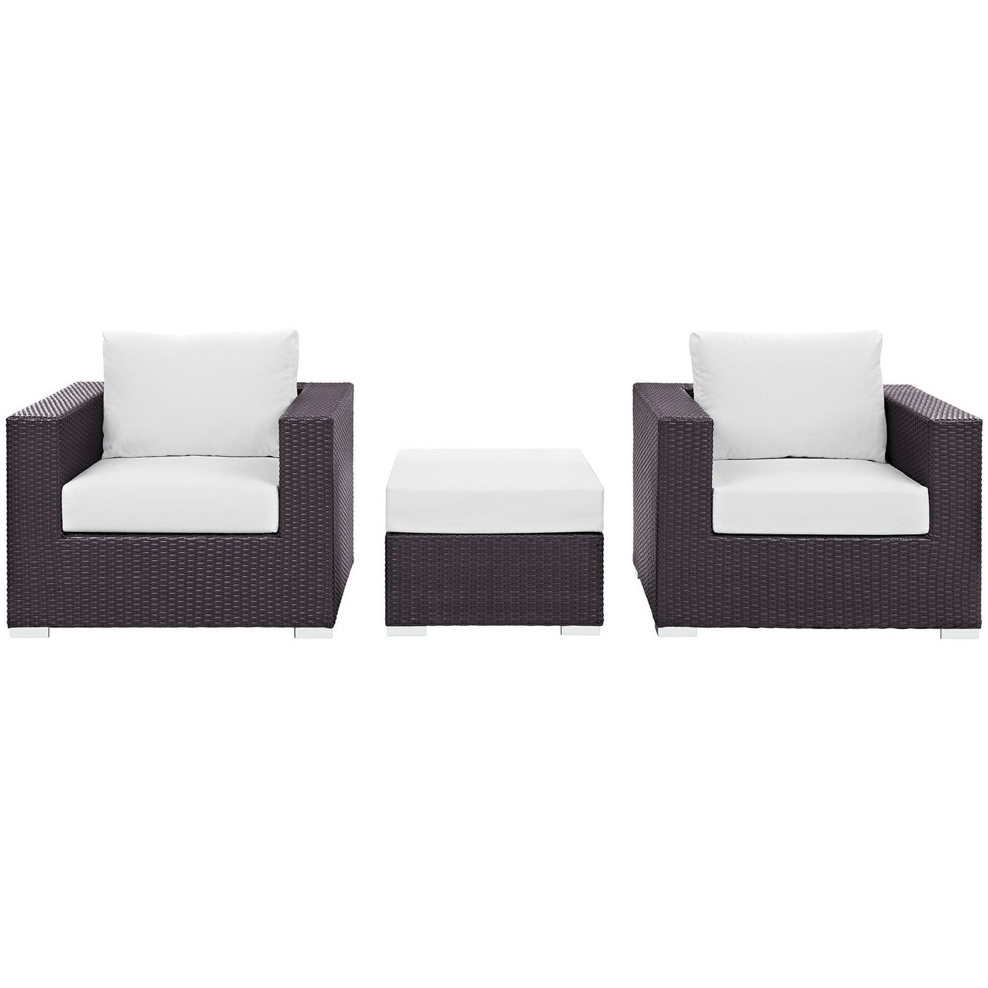 Convene 3 Piece Outdoor Patio Sofa Set - Espresso White