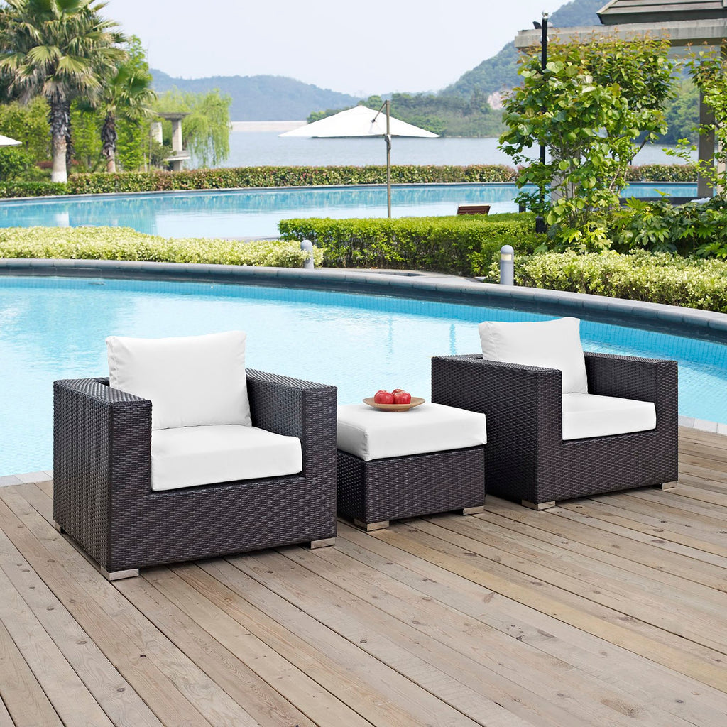 Convene 3 Piece Outdoor Patio Sofa Set - Espresso White
