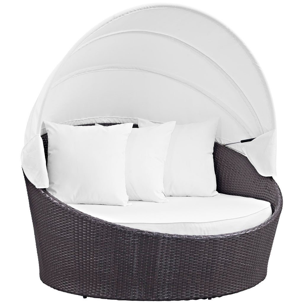 Convene Canopy Outdoor Patio Daybed - Espresso White