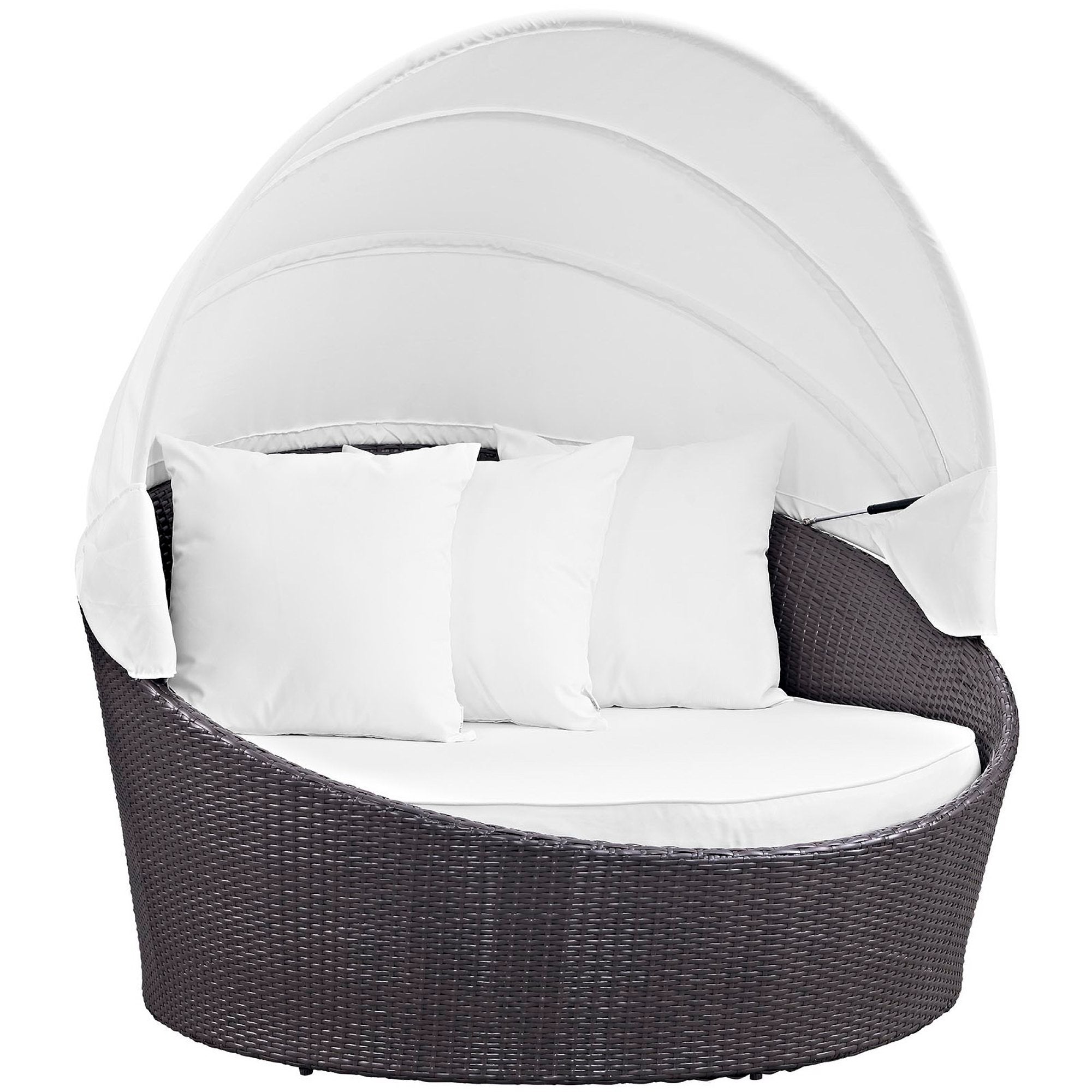 Convene Canopy Outdoor Patio Daybed - Espresso White