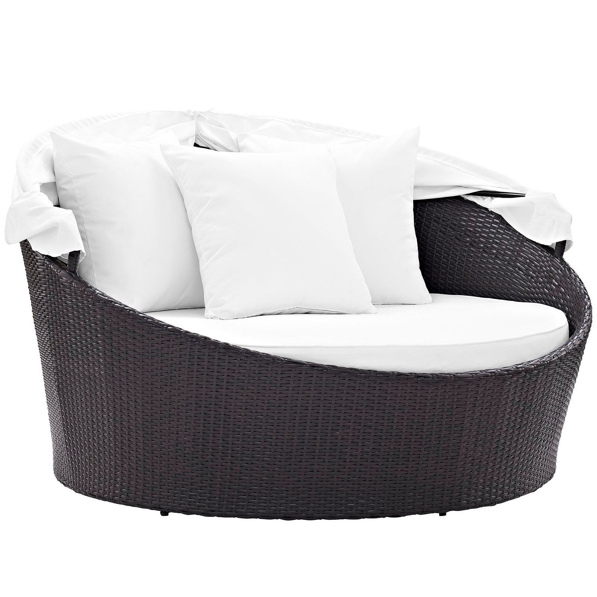 Convene Canopy Outdoor Patio Daybed - Espresso White