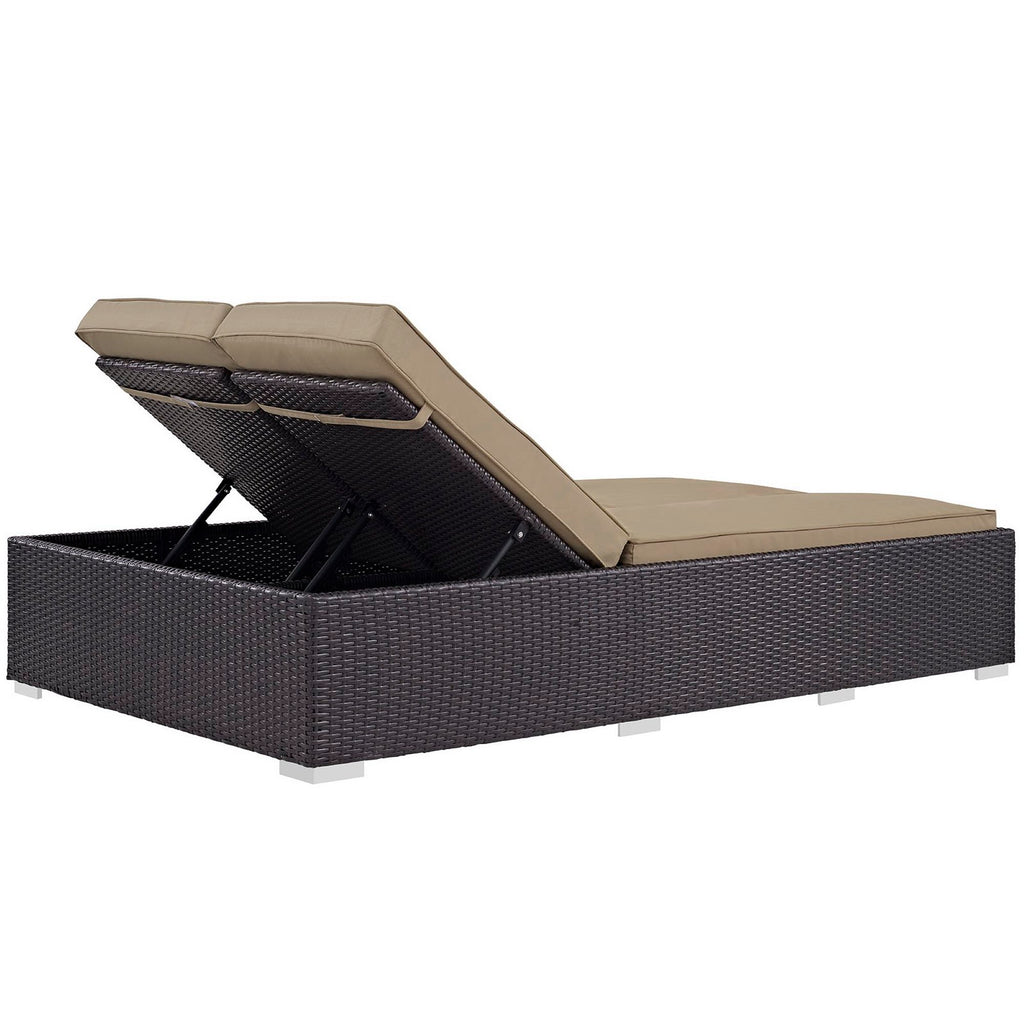 Convene Double Outdoor Patio Chaise - Espresso Mocha