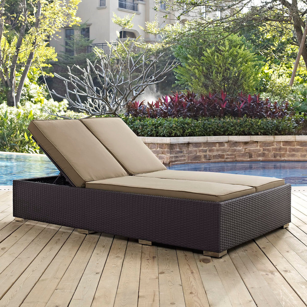 Convene Double Outdoor Patio Chaise - Espresso Mocha