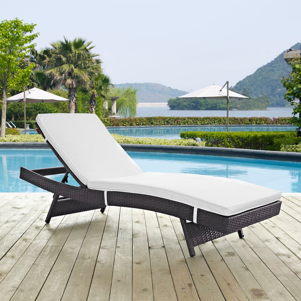 Convene Outdoor Patio Chaise - Espresso White