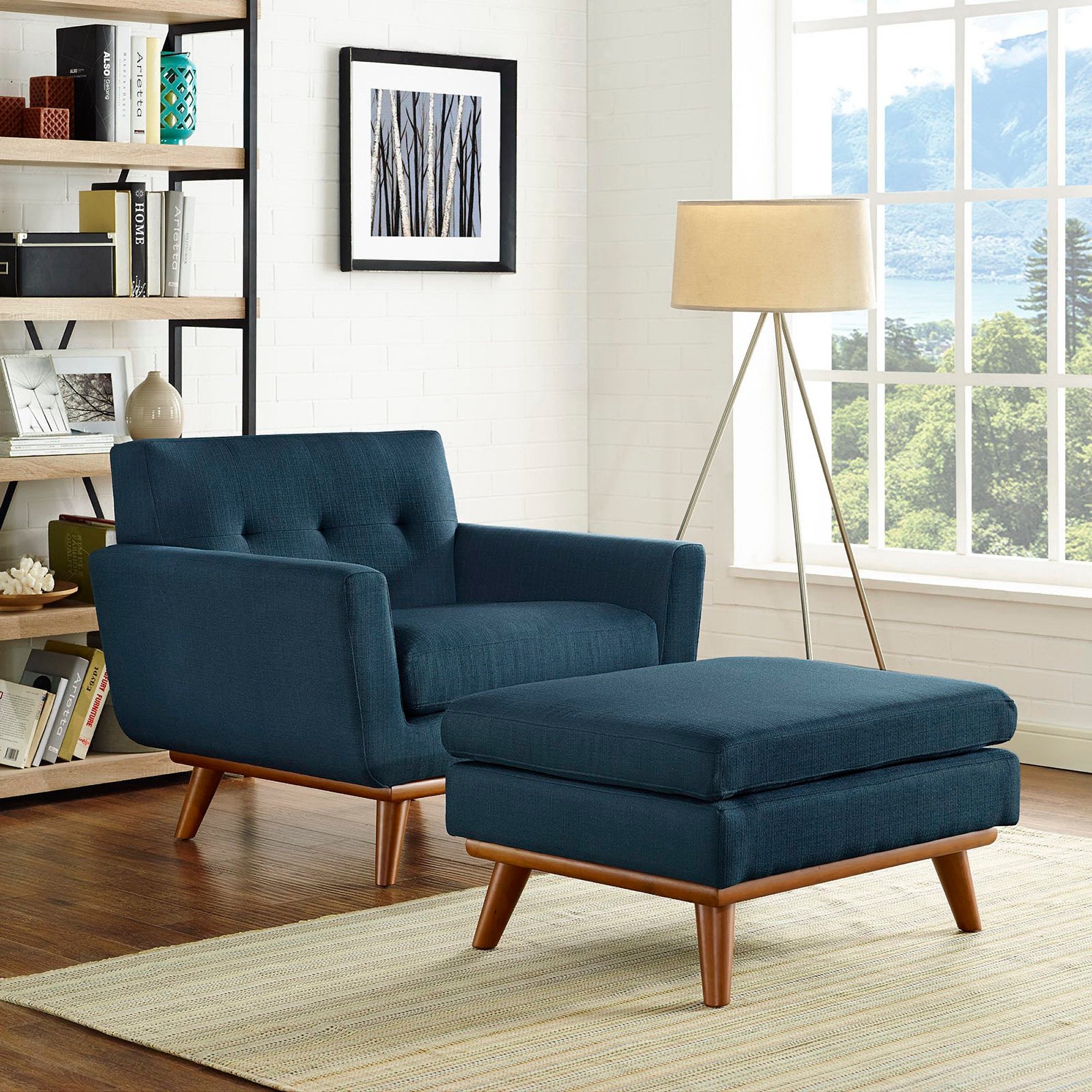Engage 2 Piece Armchair and Ottoman - Azure
