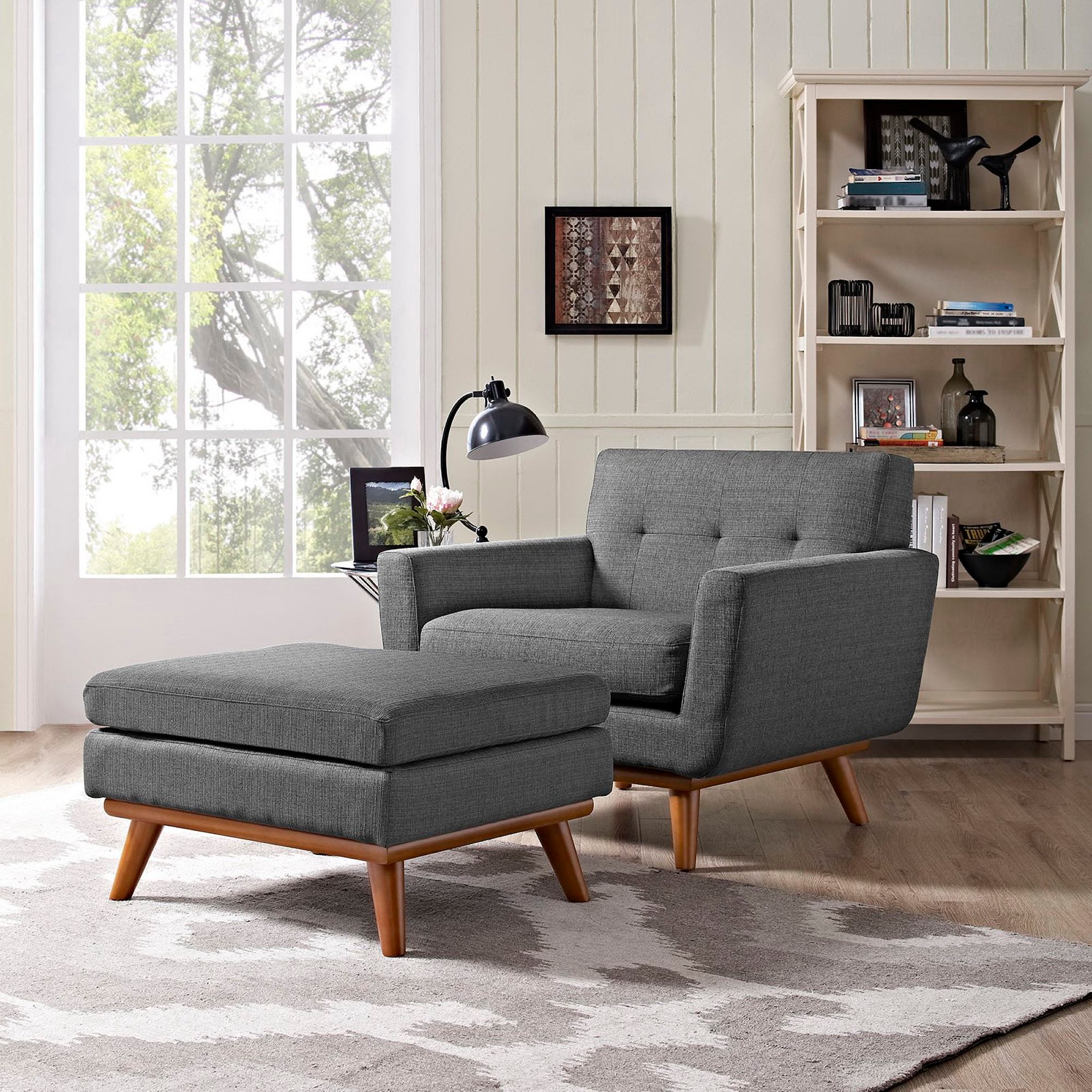 Engage 2 Piece Armchair and Ottoman - Gray