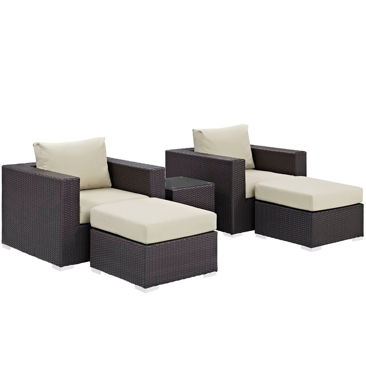Convene 5 Piece Outdoor Patio Sectional Set - Espresso Beige (EEI-2201-EXP-BEI-SET)