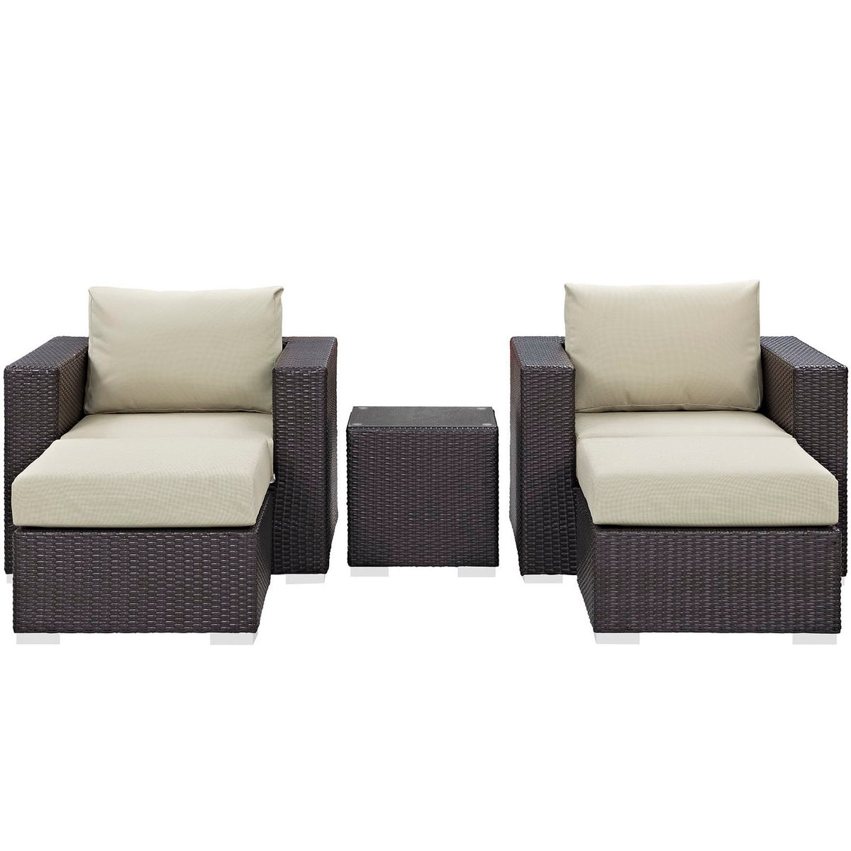 Convene 5 Piece Outdoor Patio Sectional Set - Espresso Beige (EEI-2201-EXP-BEI-SET)