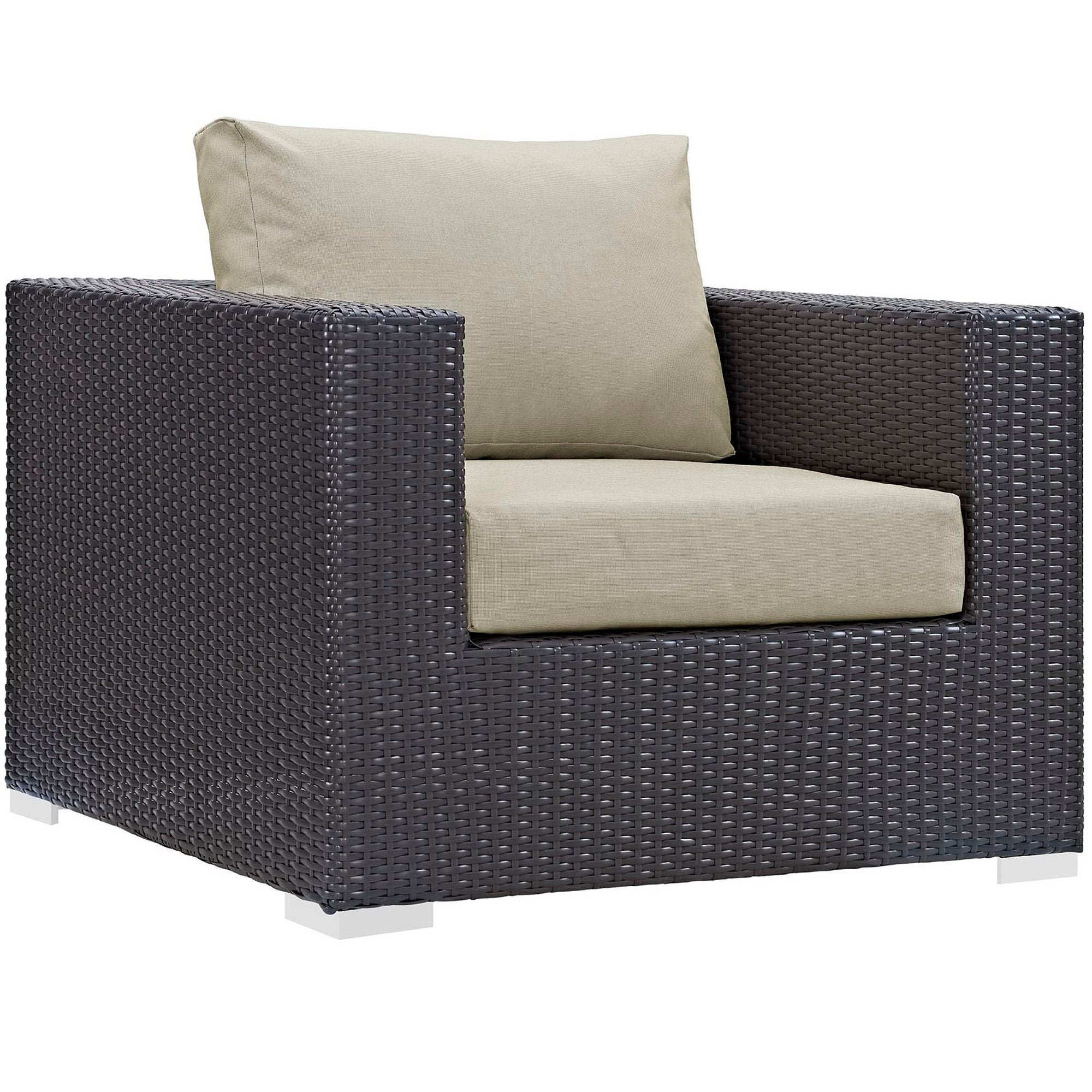 Convene 5 Piece Outdoor Patio Sectional Set - Espresso Beige (EEI-2201-EXP-BEI-SET)