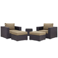 Convene 5 Piece Outdoor Patio Sectional Set - Espresso Mocha (EEI-2201-EXP-MOC-SET)