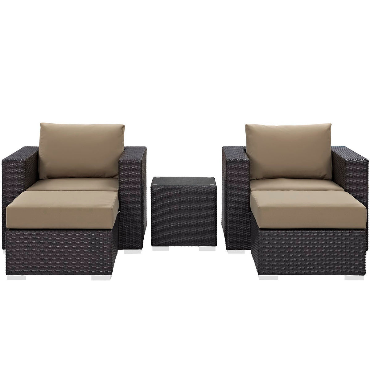 Convene 5 Piece Outdoor Patio Sectional Set - Espresso Mocha (EEI-2201-EXP-MOC-SET)
