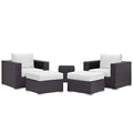 Convene 5 Piece Outdoor Patio Sectional Set - Espresso White (EEI-2201-EXP-WHI-SET)