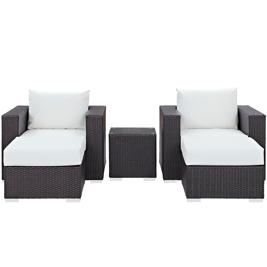 Convene 5 Piece Outdoor Patio Sectional Set - Espresso White (EEI-2201-EXP-WHI-SET)
