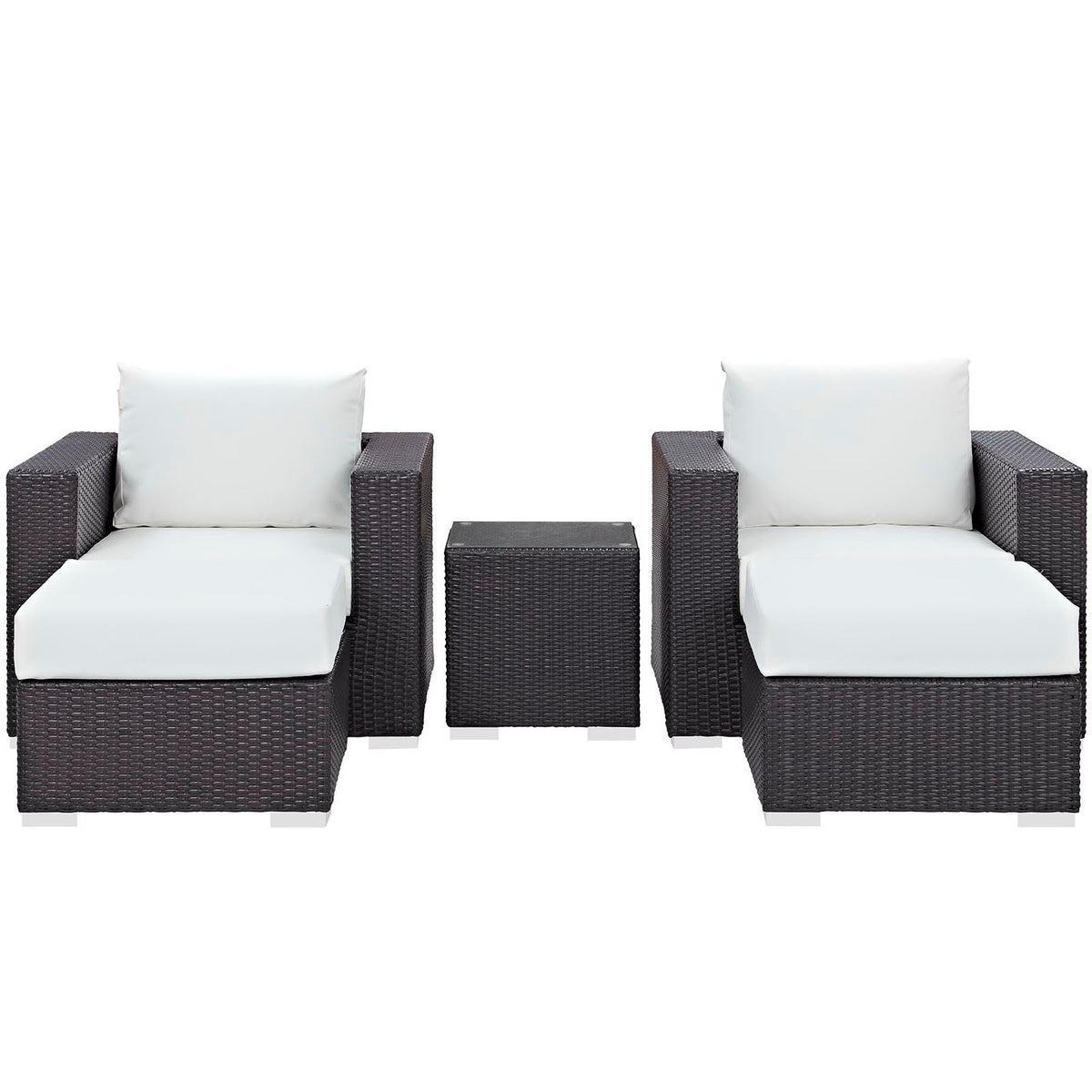 Convene 5 Piece Outdoor Patio Sectional Set - Espresso White (EEI-2201-EXP-WHI-SET)