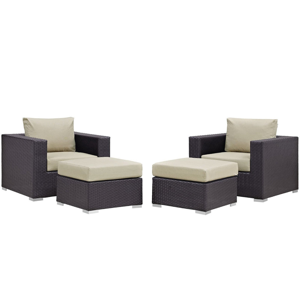 Convene 4 Piece Outdoor Patio Sectional Set - Espresso Beige