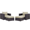 Convene 4 Piece Outdoor Patio Sectional Set - Espresso Beige
