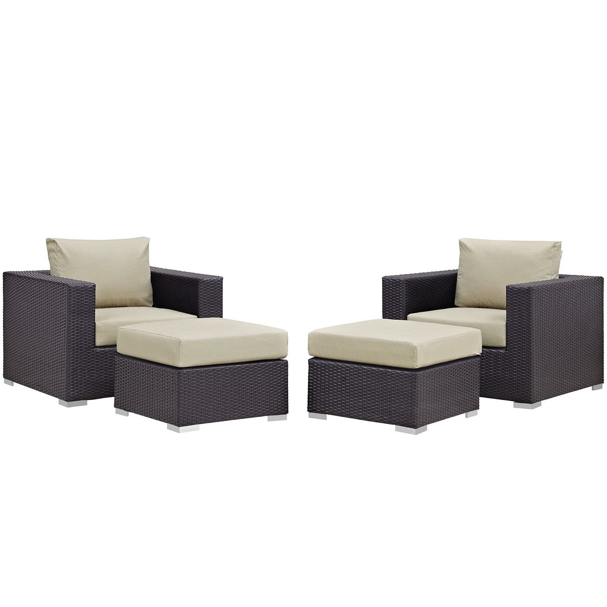 Convene 4 Piece Outdoor Patio Sectional Set - Espresso Beige