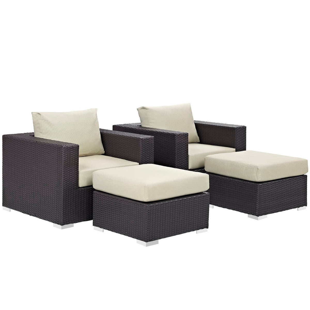 Convene 4 Piece Outdoor Patio Sectional Set - Espresso Beige