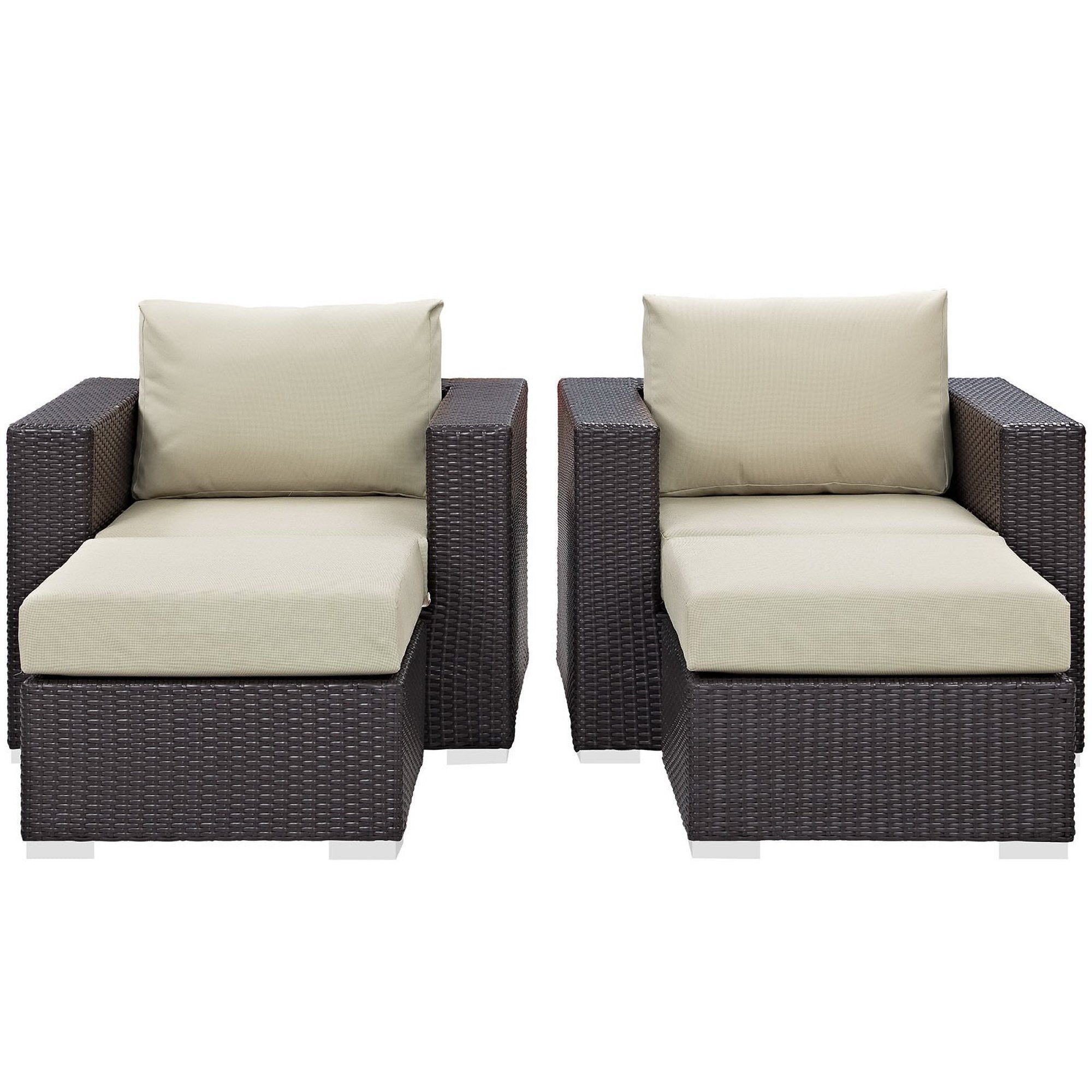 Convene 4 Piece Outdoor Patio Sectional Set - Espresso Beige