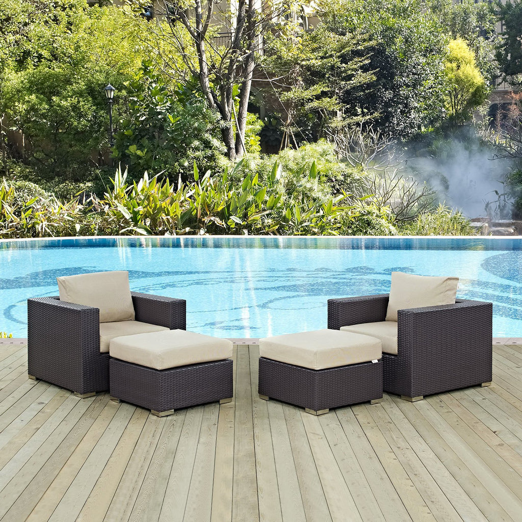 Convene 4 Piece Outdoor Patio Sectional Set - Espresso Beige