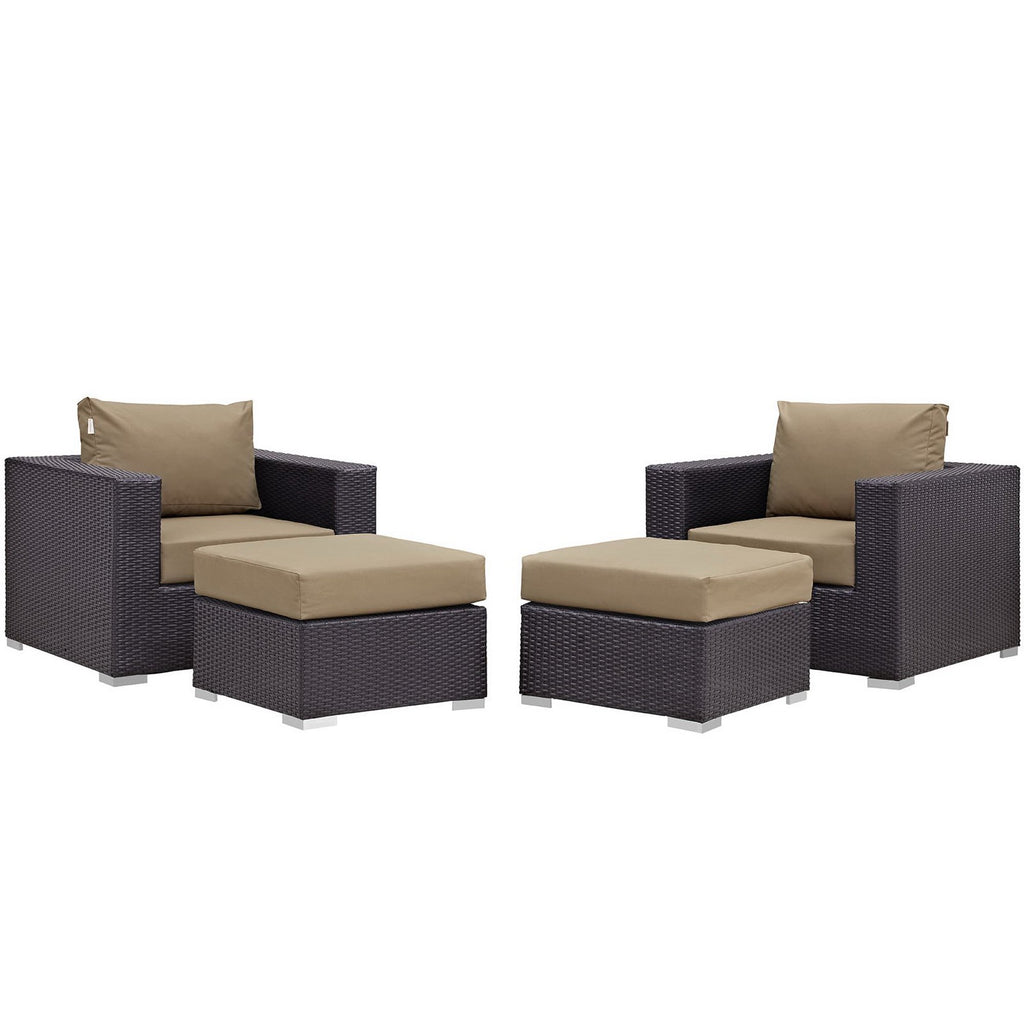 Convene 4 Piece Outdoor Patio Sectional Set - Espresso Mocha