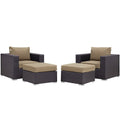 Convene 4 Piece Outdoor Patio Sectional Set - Espresso Mocha