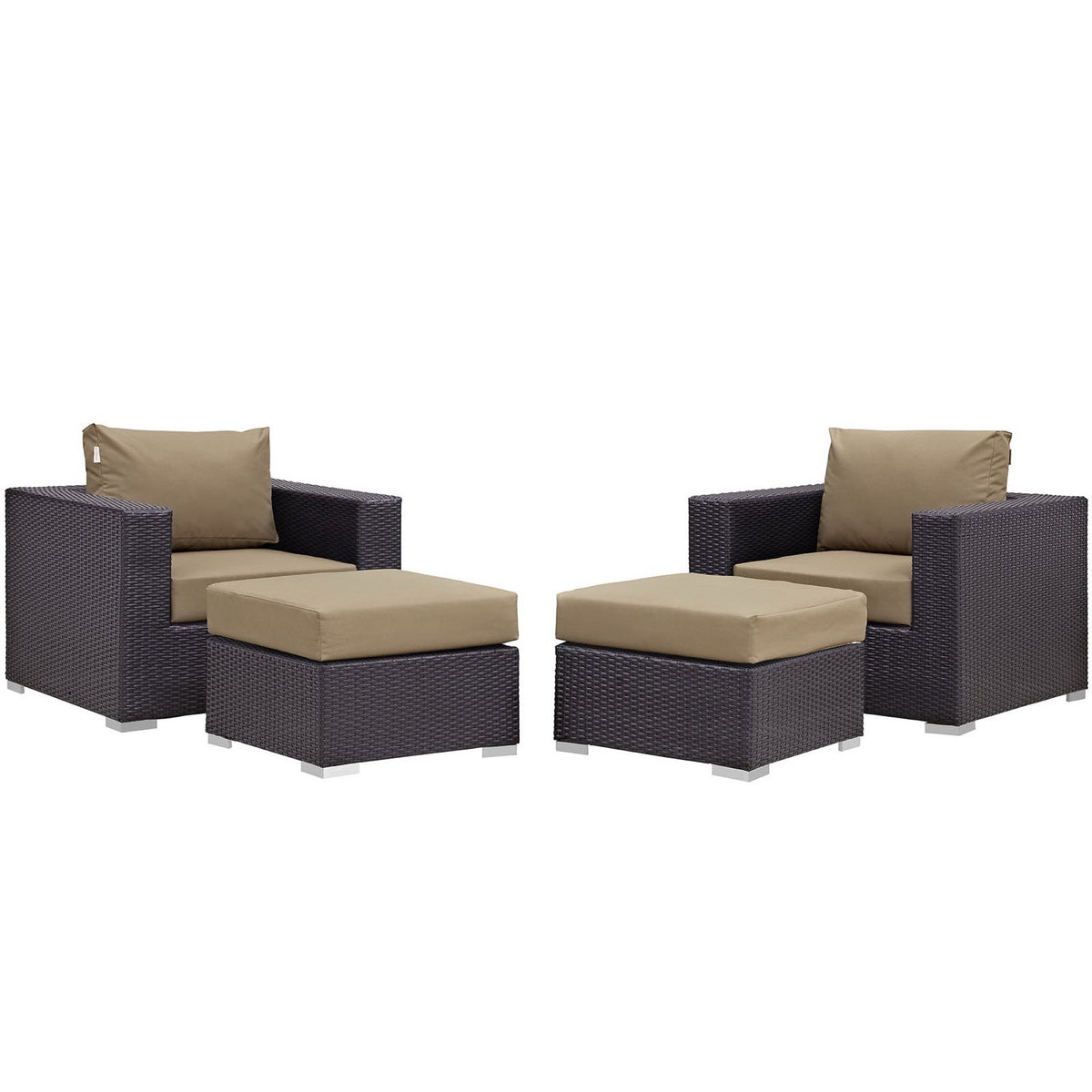 Convene 4 Piece Outdoor Patio Sectional Set - Espresso Mocha