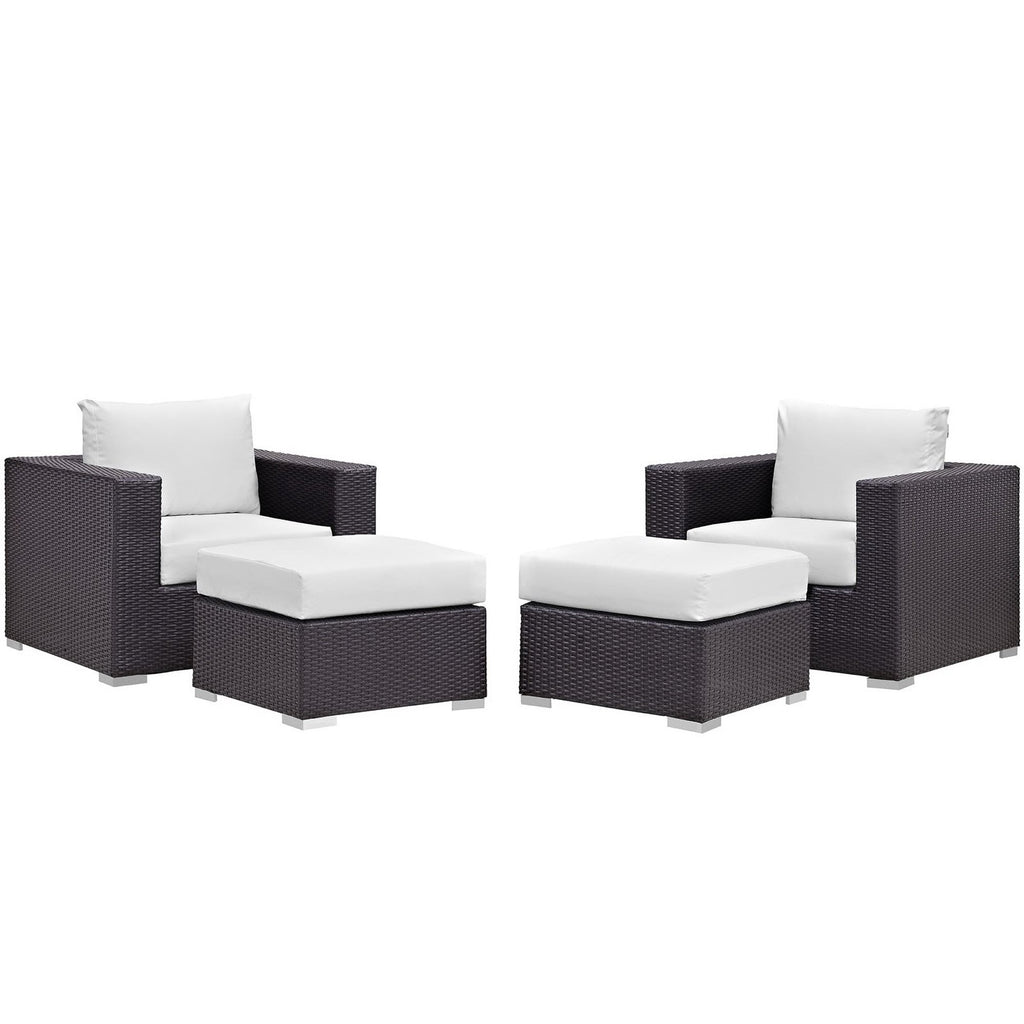 Convene 4 Piece Outdoor Patio Sectional Set - Espresso White