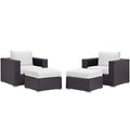 Convene 4 Piece Outdoor Patio Sectional Set - Espresso White