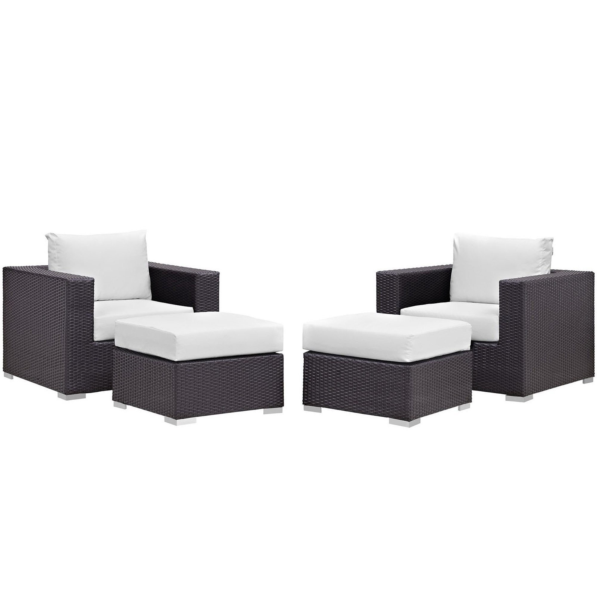 Convene 4 Piece Outdoor Patio Sectional Set - Espresso White