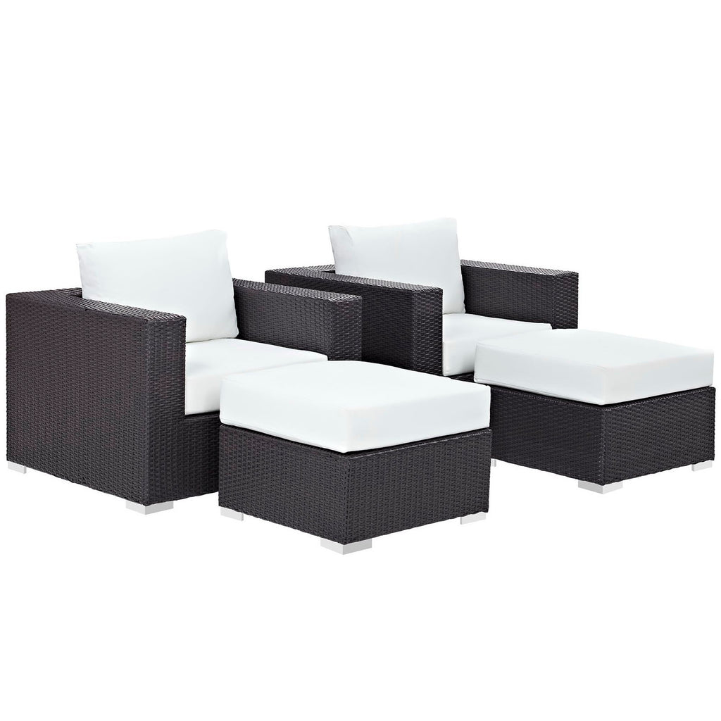 Convene 4 Piece Outdoor Patio Sectional Set - Espresso White