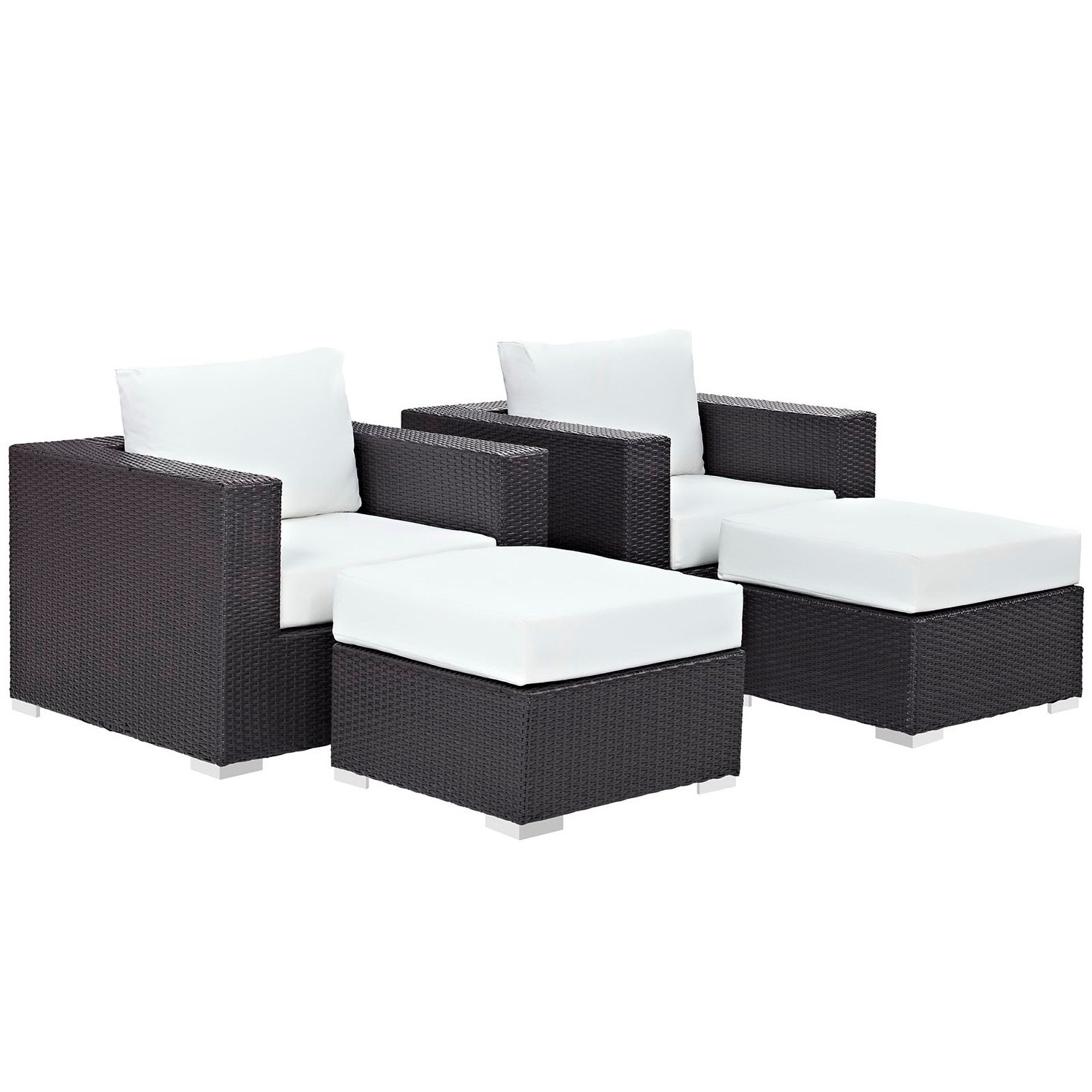 Convene 4 Piece Outdoor Patio Sectional Set - Espresso White