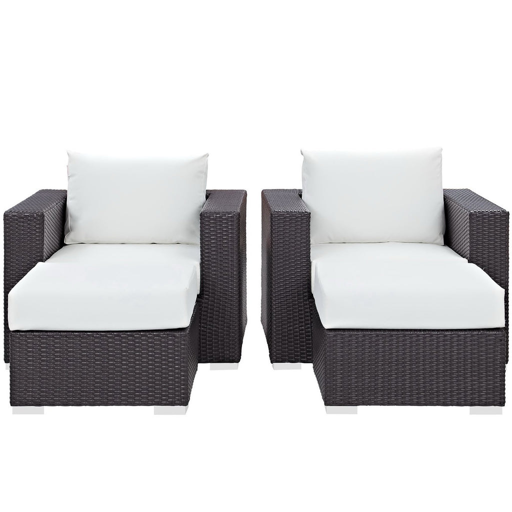 Convene 4 Piece Outdoor Patio Sectional Set - Espresso White