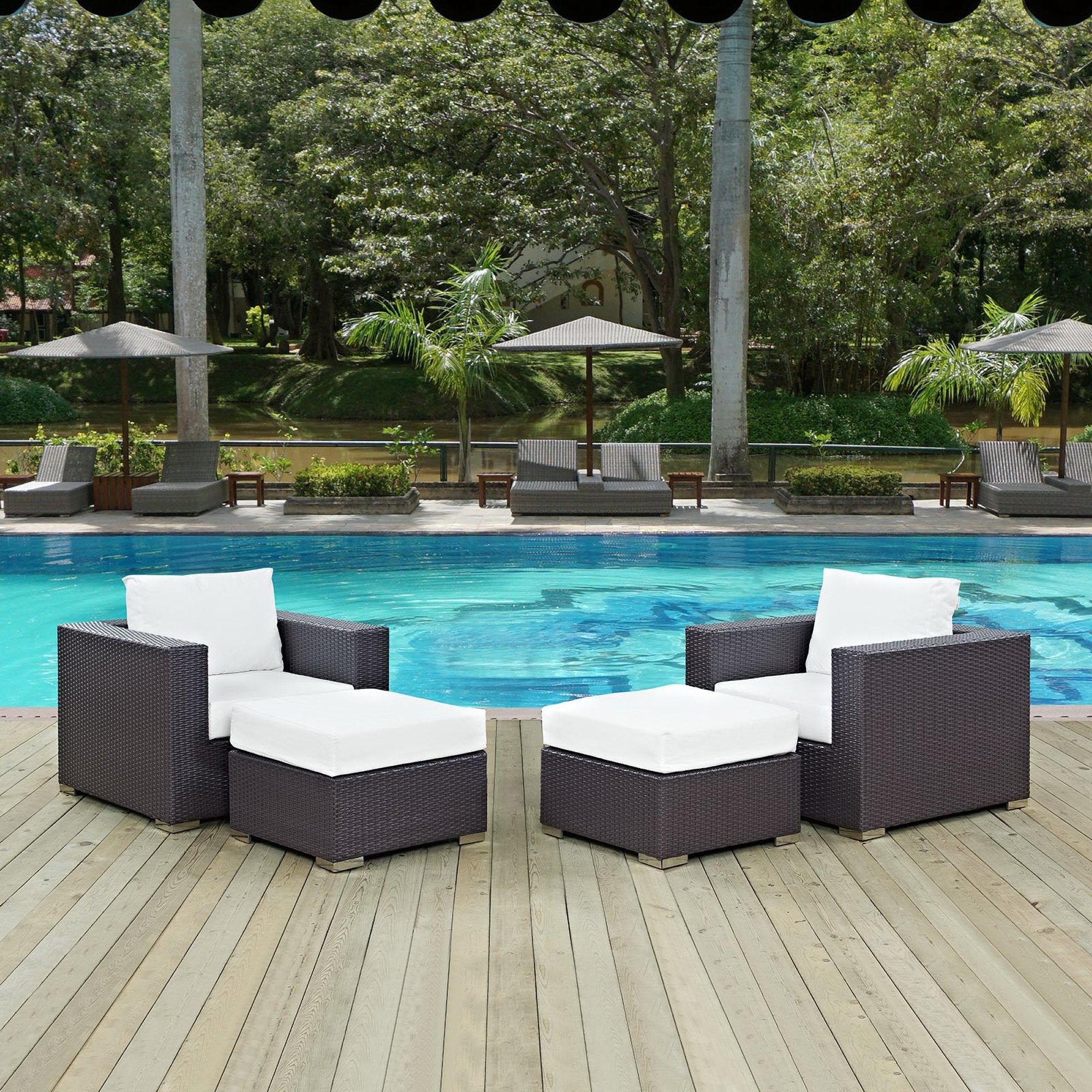 Convene 4 Piece Outdoor Patio Sectional Set - Espresso White