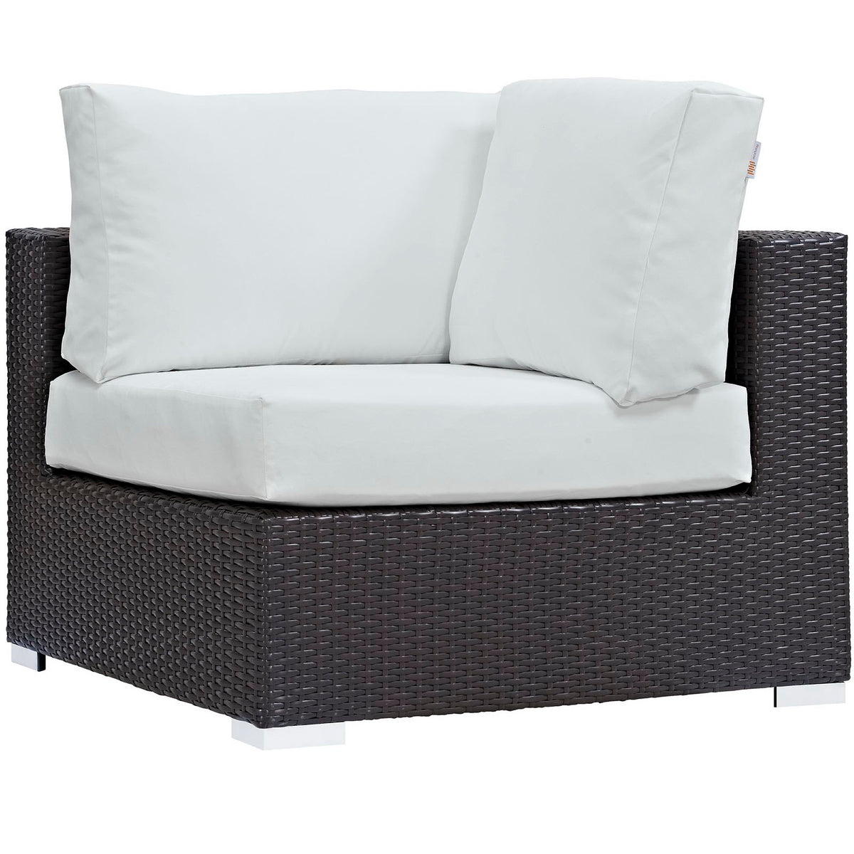 Convene 8 Piece Outdoor Patio Sectional Set - Espresso White (2 Sections, 3 Armless Sections, Table, 2 Corner Sections)