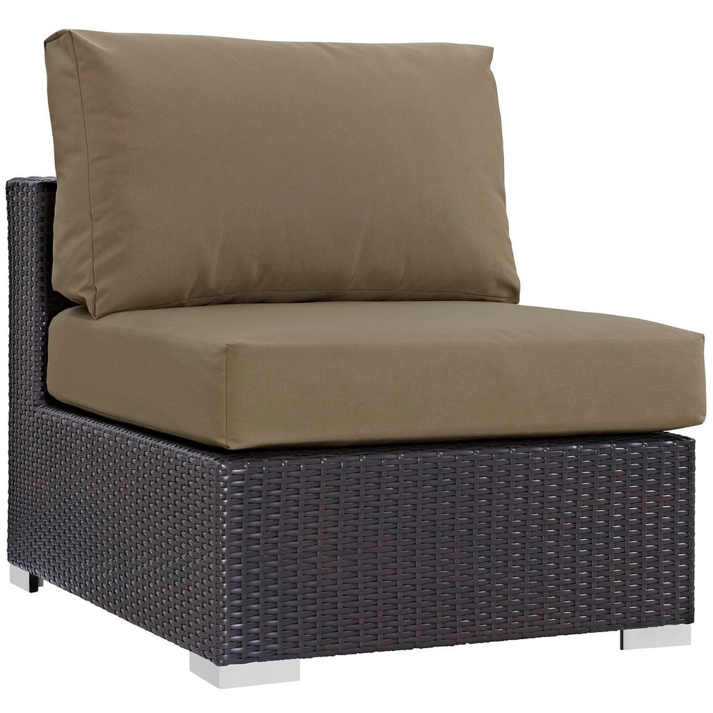 Convene 8 Piece Outdoor Patio Sectional Set - Espresso Mocha (4 Armless Sections, 2 Corner Sections, 2 Ottomans)