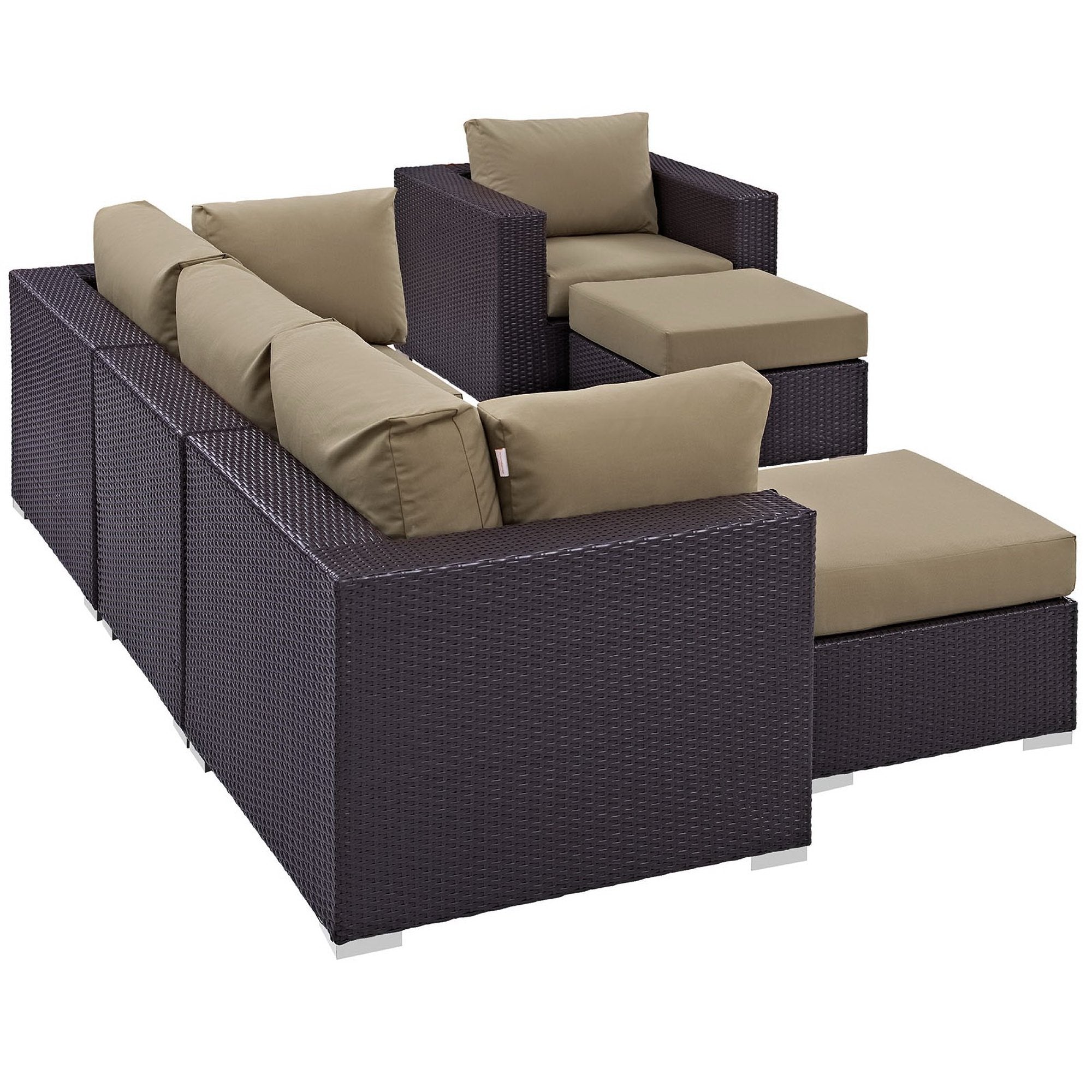 Convene 6 Piece Outdoor Patio Sectional Set - Espresso Mocha