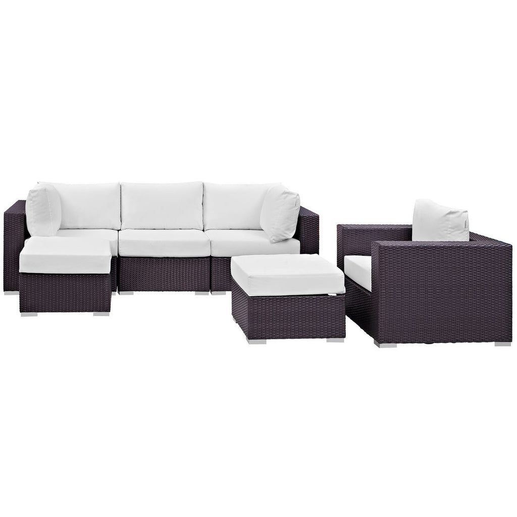 Convene 6 Piece Outdoor Patio Sectional Set - Espresso White