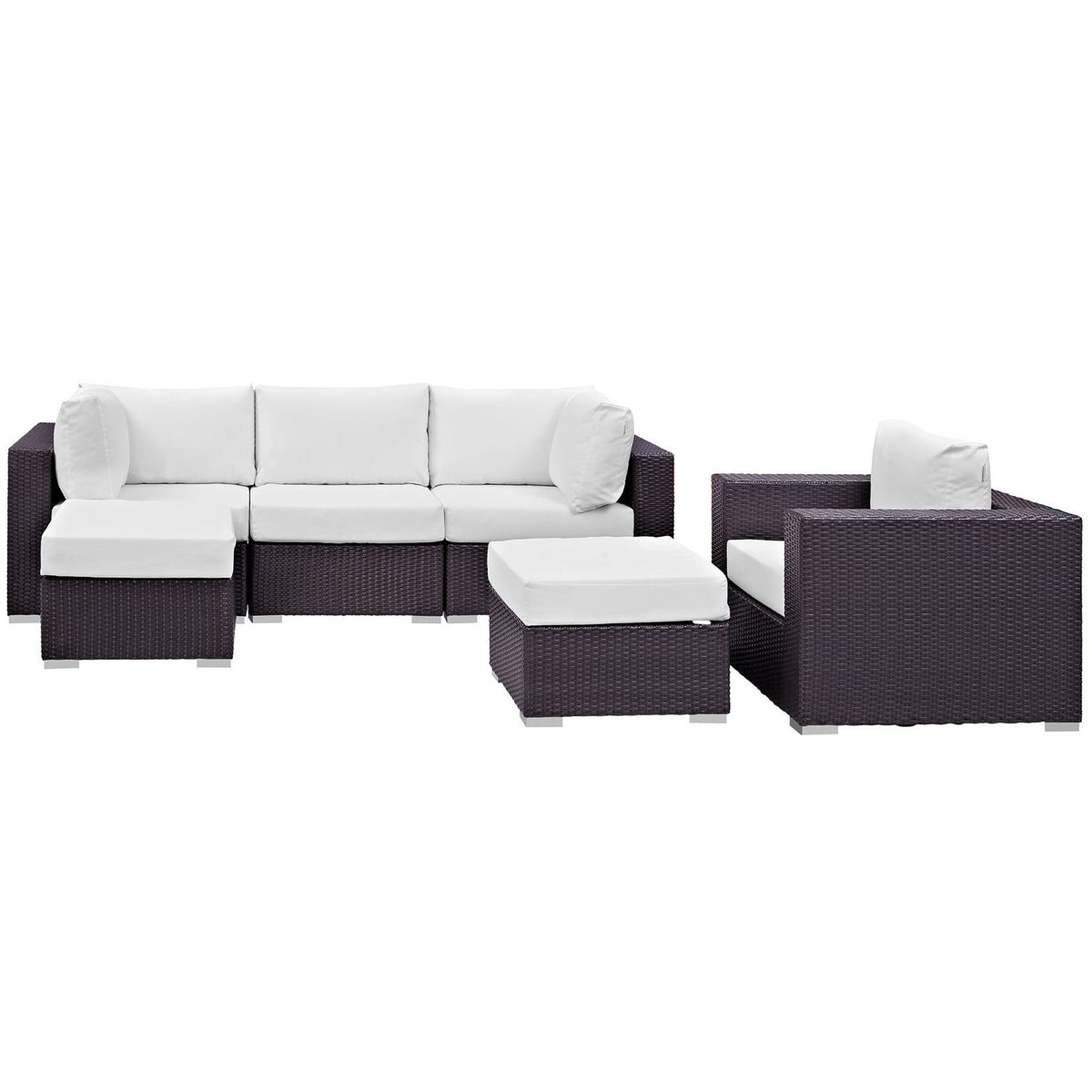 Convene 6 Piece Outdoor Patio Sectional Set - Espresso White