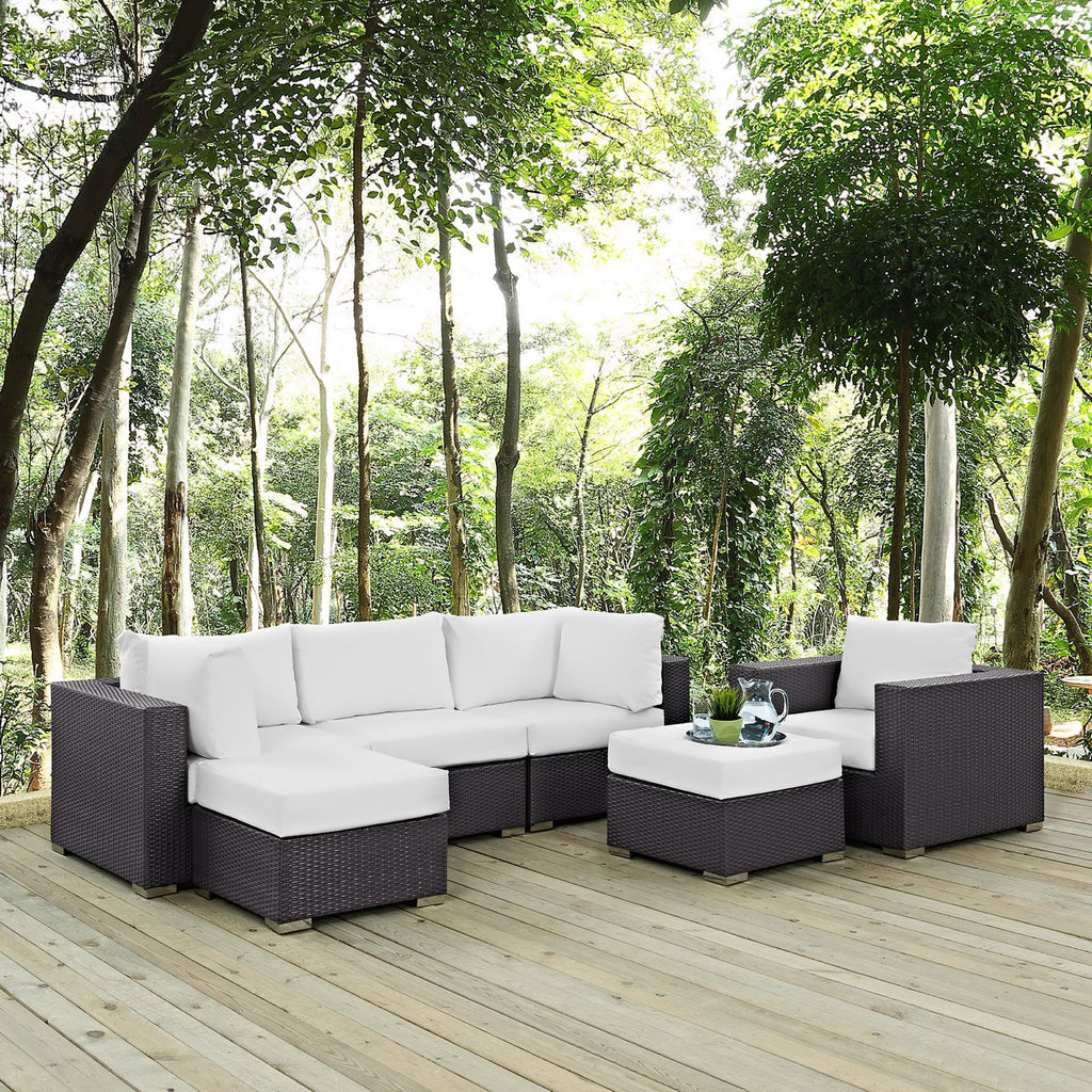 Convene 6 Piece Outdoor Patio Sectional Set - Espresso White