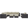 Convene 9 Piece Outdoor Patio Sectional Set - Espresso Beige
