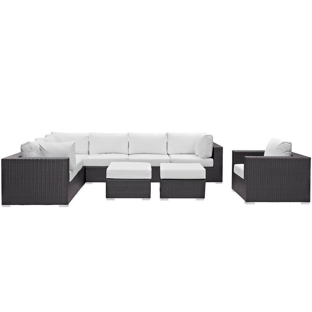 Convene 9 Piece Outdoor Patio Sectional Set - Espresso White