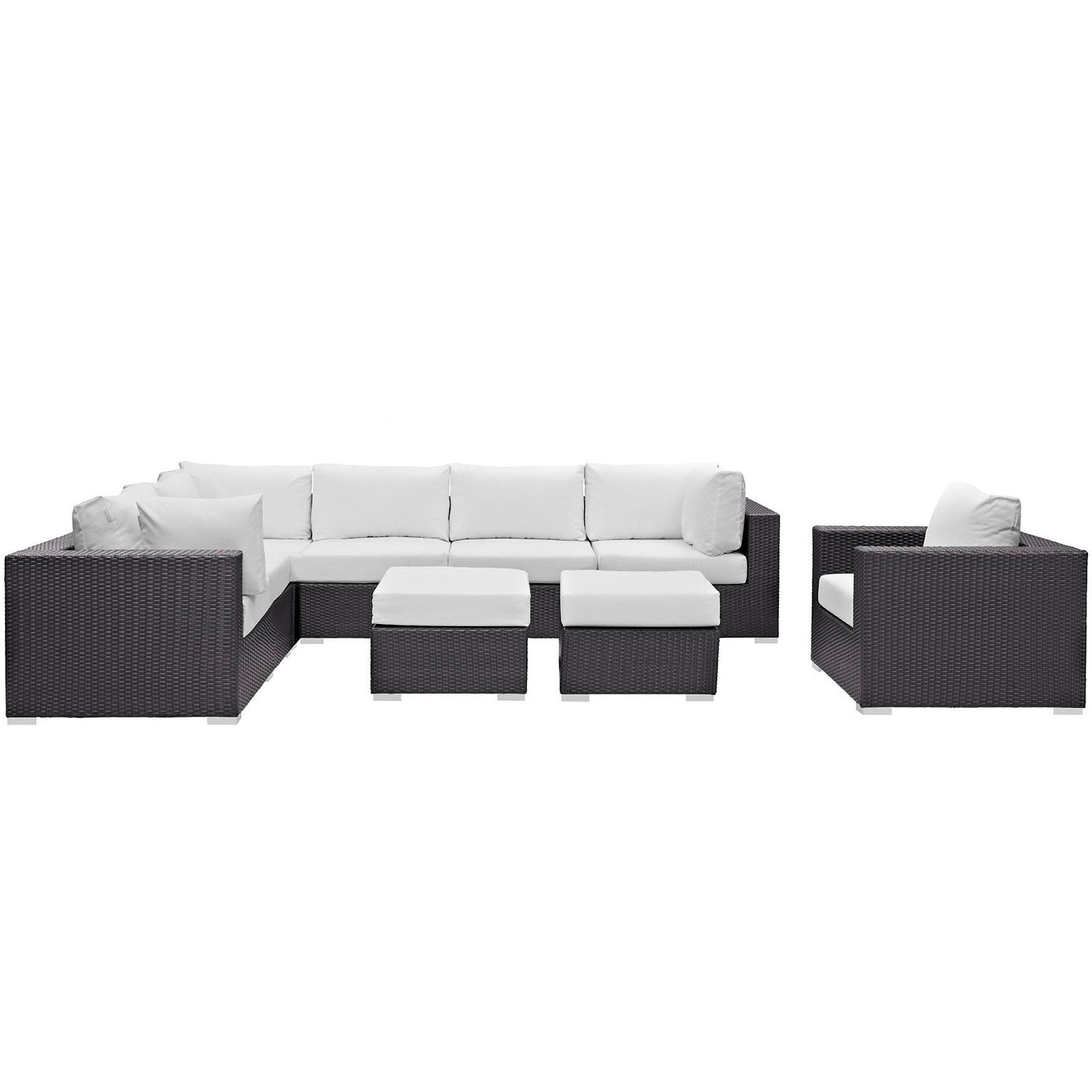 Convene 9 Piece Outdoor Patio Sectional Set - Espresso White