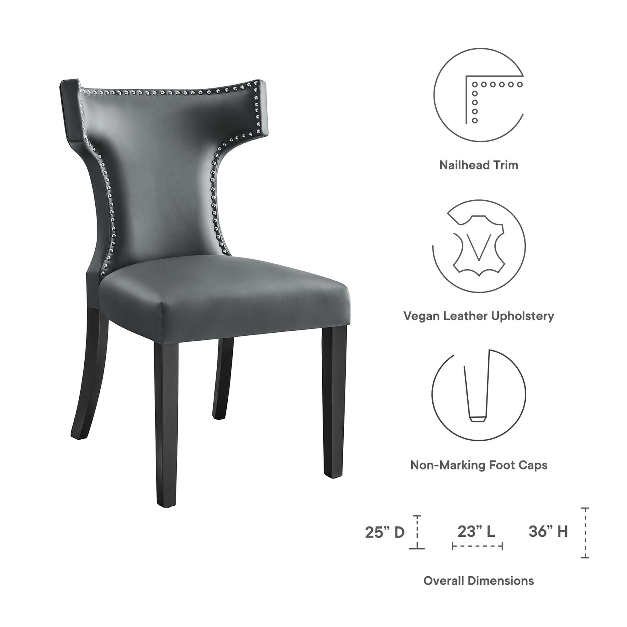 Curve Vegan Leather Dining Chair - Gray