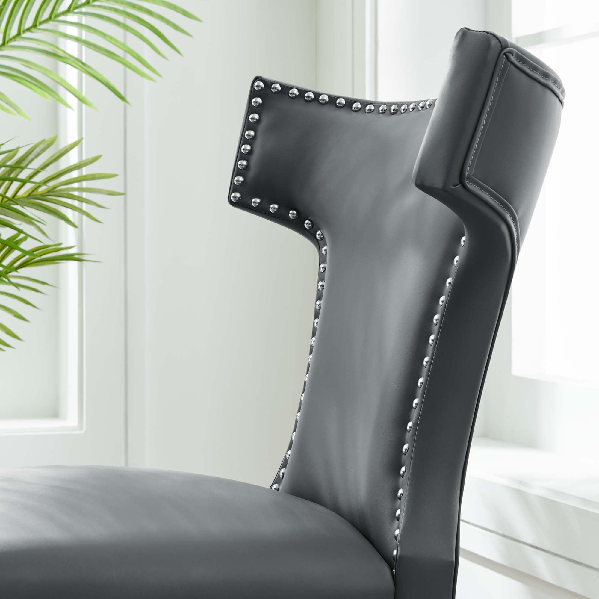 Curve Vegan Leather Dining Chair - Gray