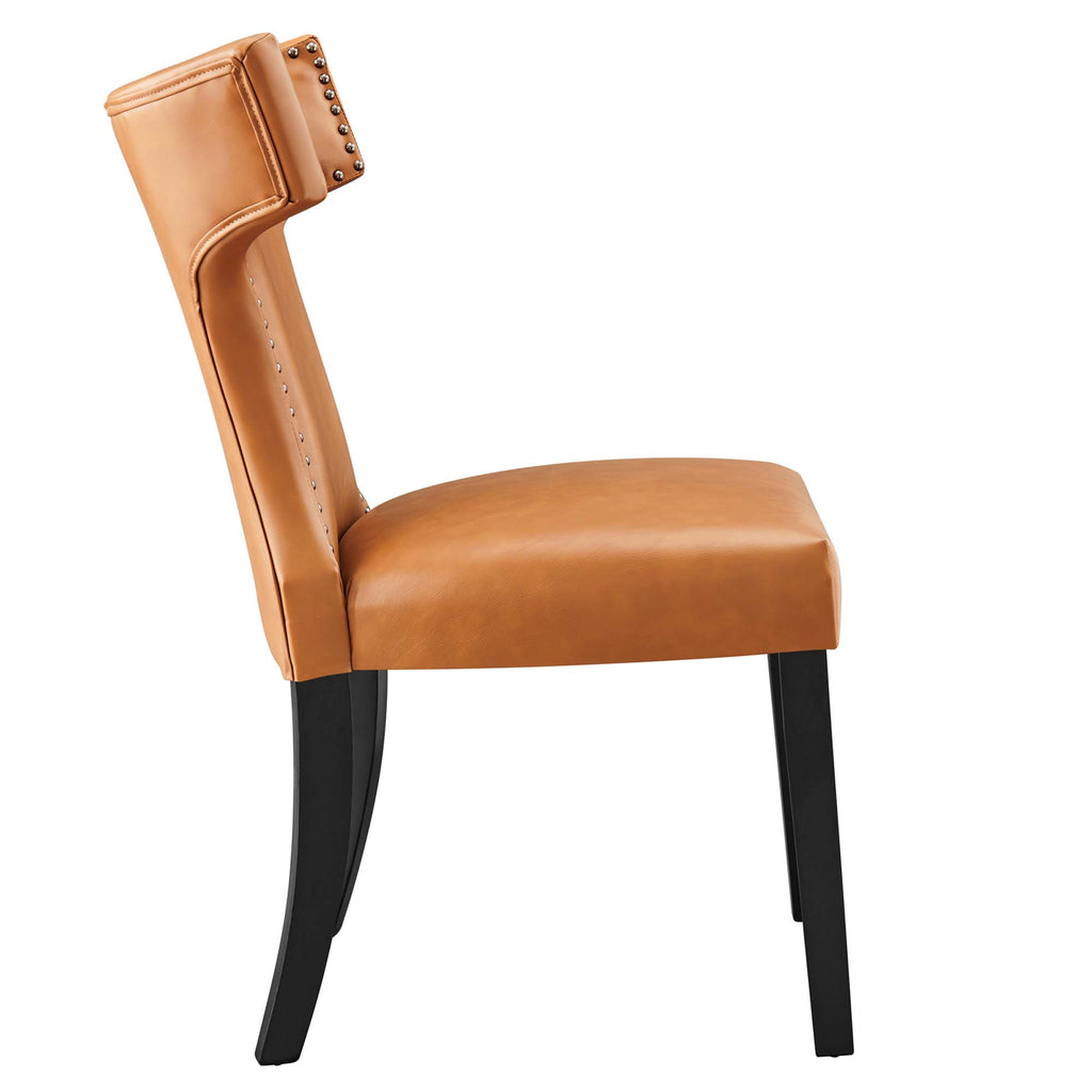Curve Vegan Leather Dining Chair - Tan