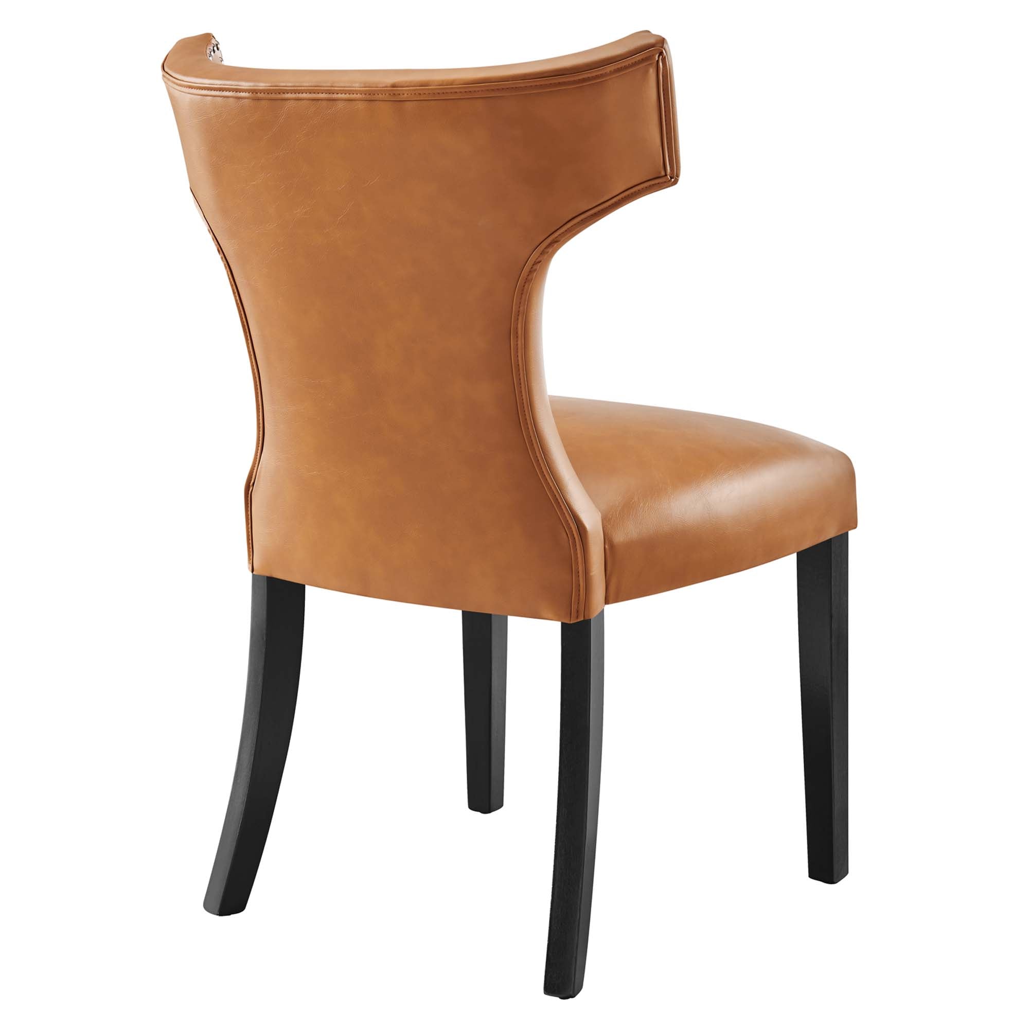 Curve Vegan Leather Dining Chair - Tan